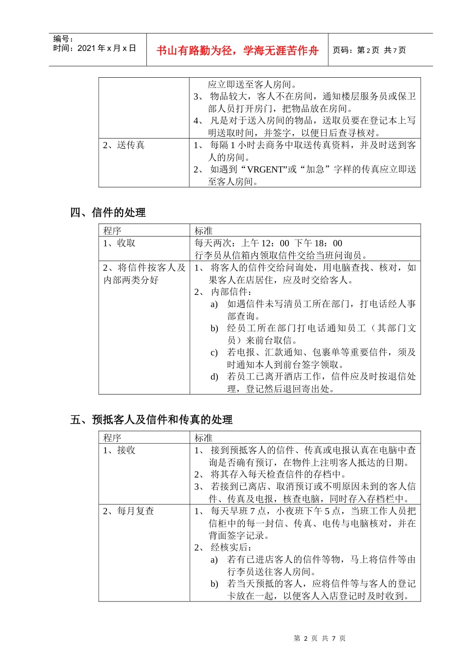 问讯处工作项目程序和标准_第2页
