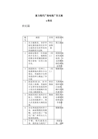富力现代广场电视广告文案