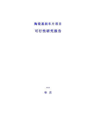 陶瓷刹车片项目可行性研究报告