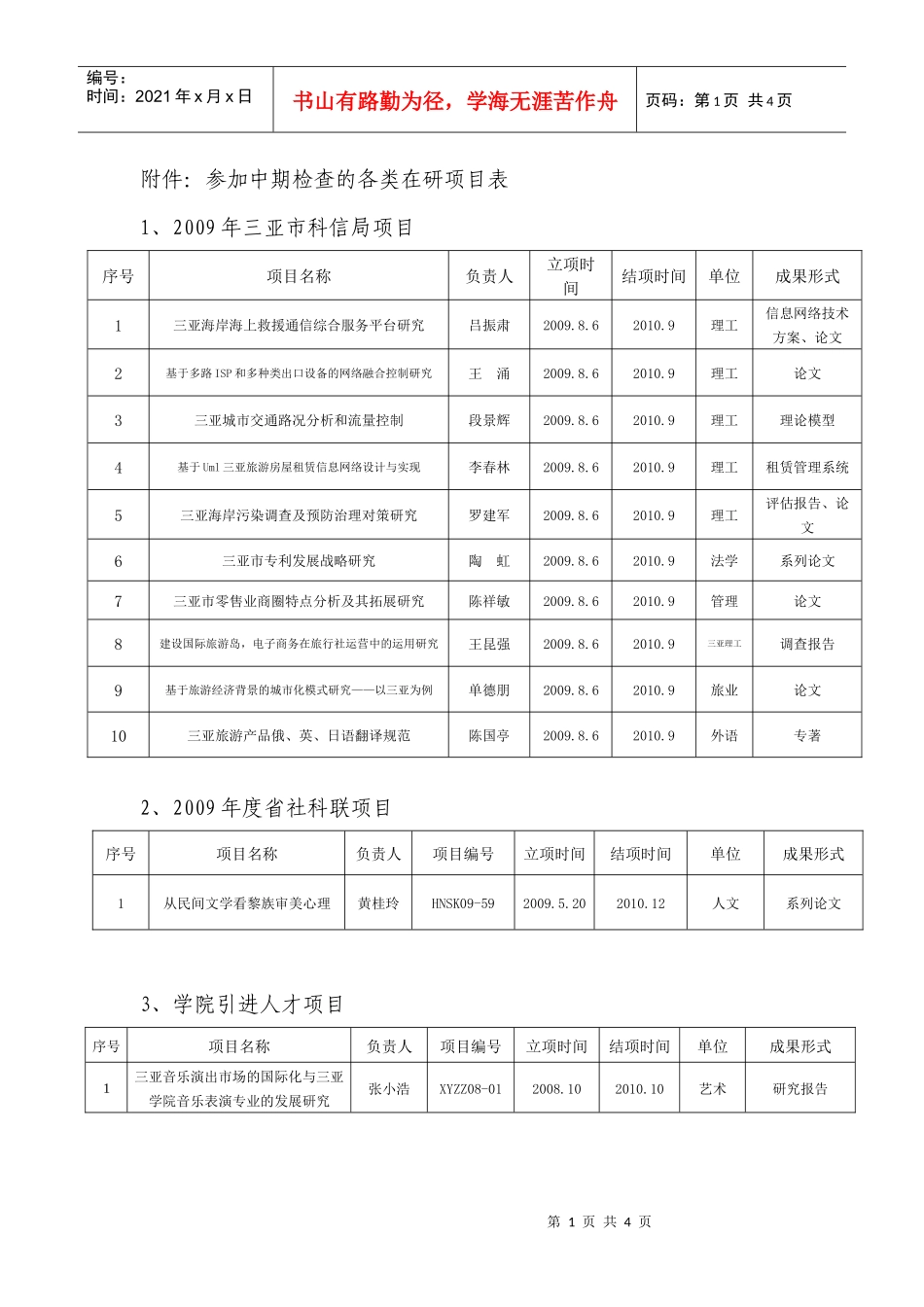 附件：参加中期检查的各类在研项目表_第1页