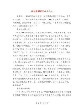 供电所副所长先进个人
