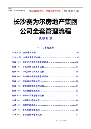 长沙赛为尔房地产集团公司全套管理流程