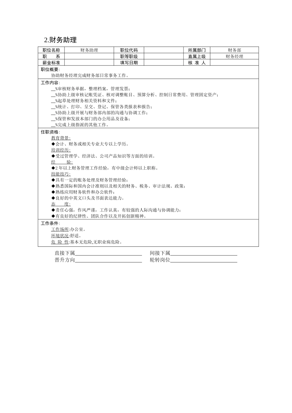 某企业财务部组织机构图与岗位职责描述（ 21页）_第3页