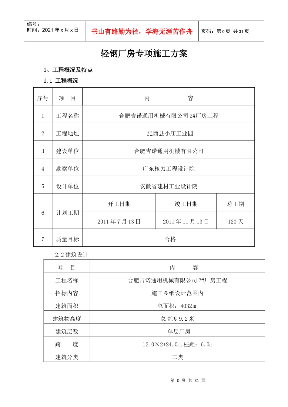 钢结构厂房(轻钢厂房)专项施工方案1_第2页