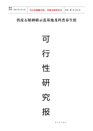 铁皮石斛可行性研究报告