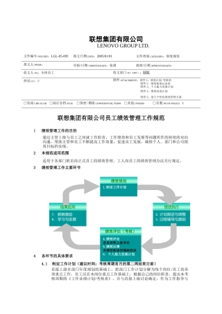 某国内著名集团员工绩效管理工作规范