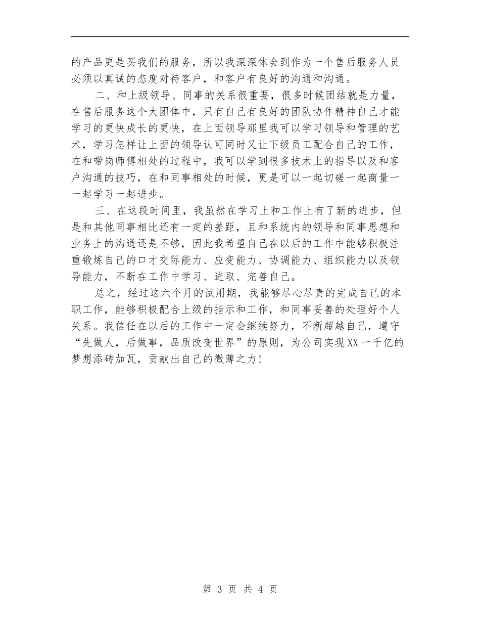 售后服务试用期工作总结_第3页