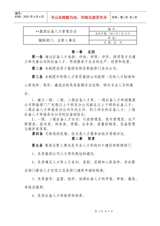 集团后备人才管理办法