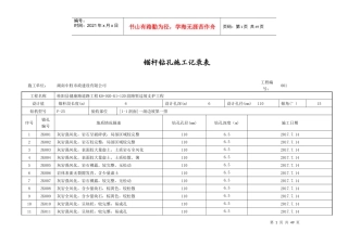 锚杆钻孔施工记录表