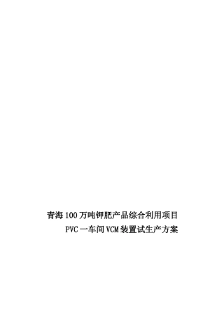 钾肥产品综合利用项目VCM装置试生产方案