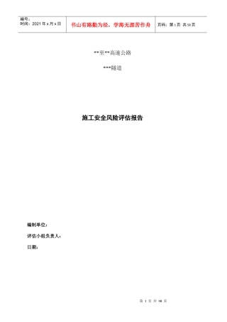 长隧道风险评估报告