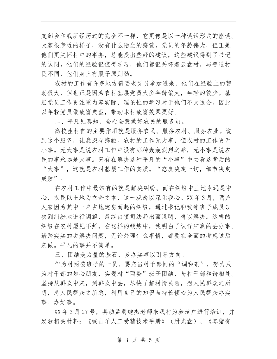 2024大学生村官年终工作总结范文_第3页