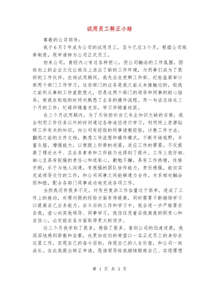 试用员工转正小结