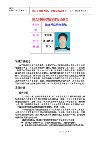 阳光网络购物商城项目报告