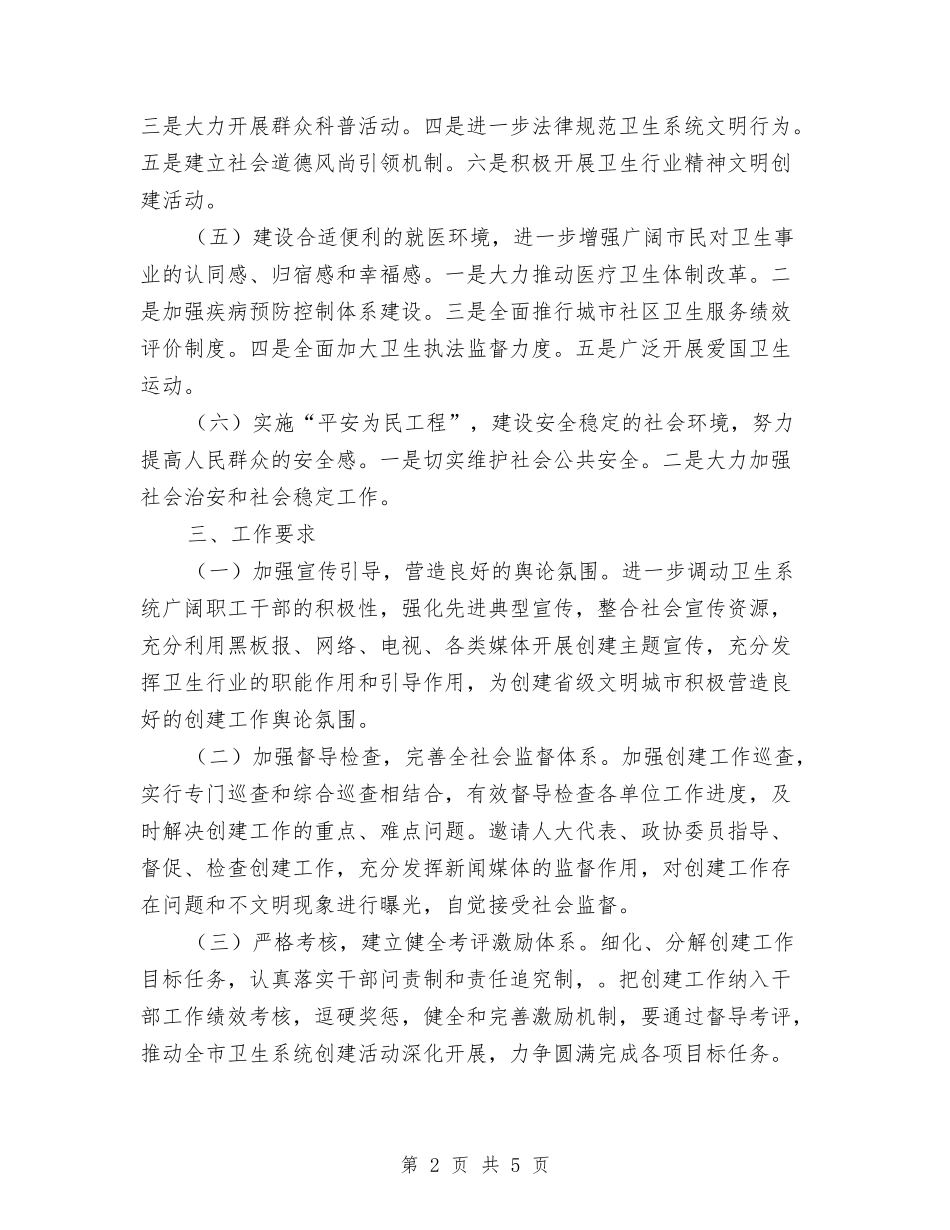 2024年卫生局创建文明城市实施计划与2024年卫生局加强创新管理安排汇编_第2页
