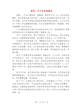 柜员一天工作总结报告