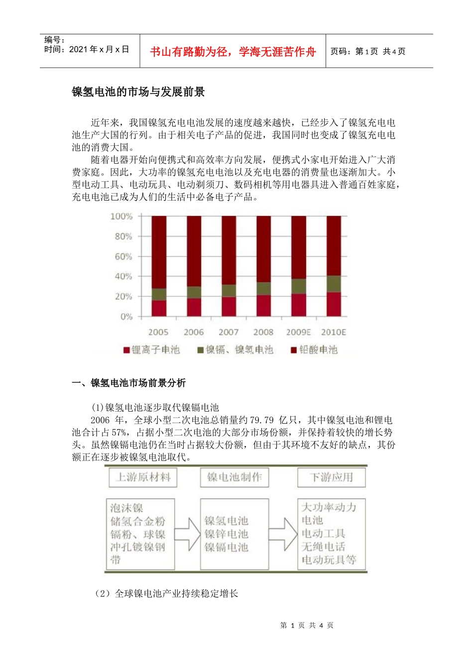 镍氢电池的市场与发展前景_第1页