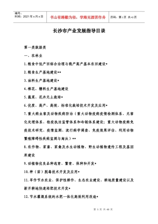 长沙市鼓励类产业发展指导目录