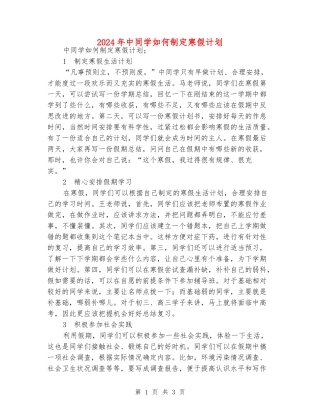 2024年中学生如何制定寒假计划