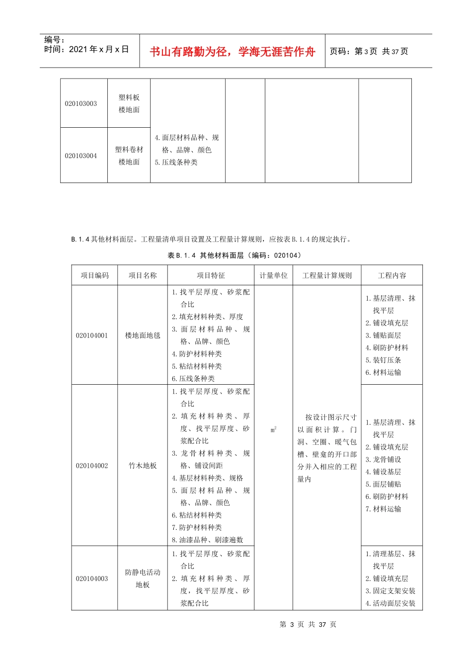 附录B 装饰装修工程工程量清单_第3页
