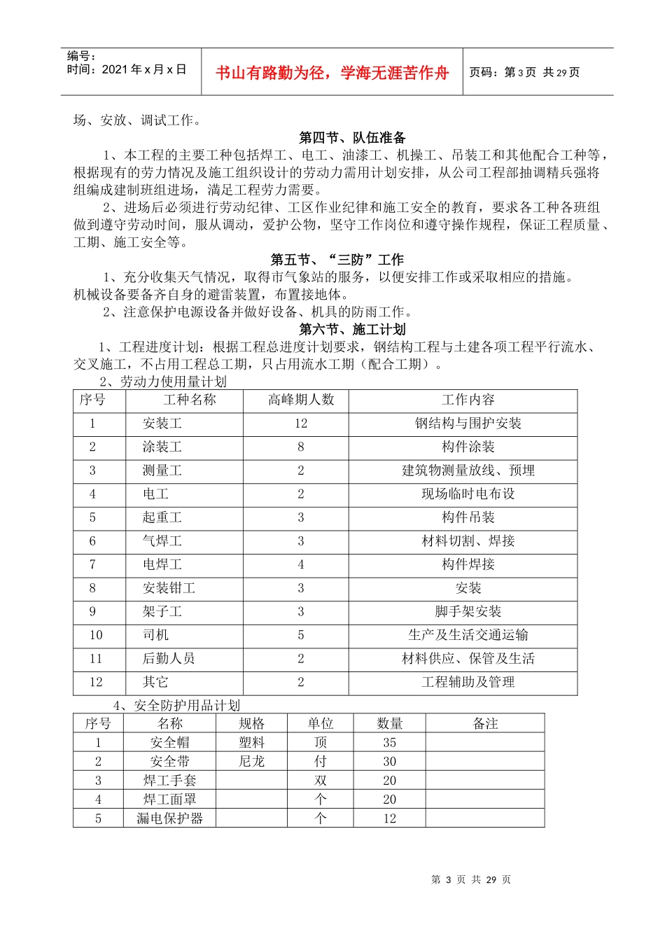 钢结构施工组织设计(DOC 35页)_第3页