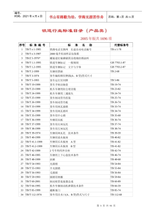 铁道行业标准目录（产品类）