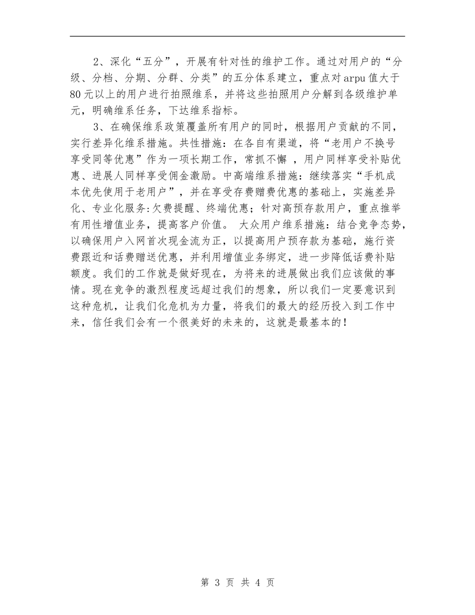 通信行业客户维护工作计划_第3页