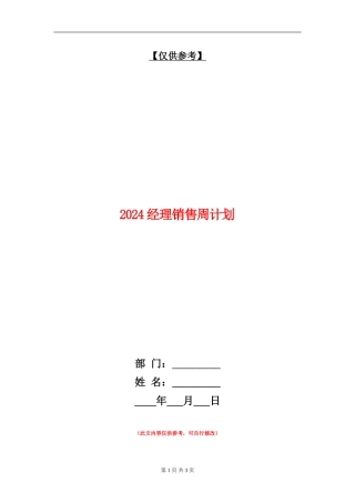 2024经理销售周计划