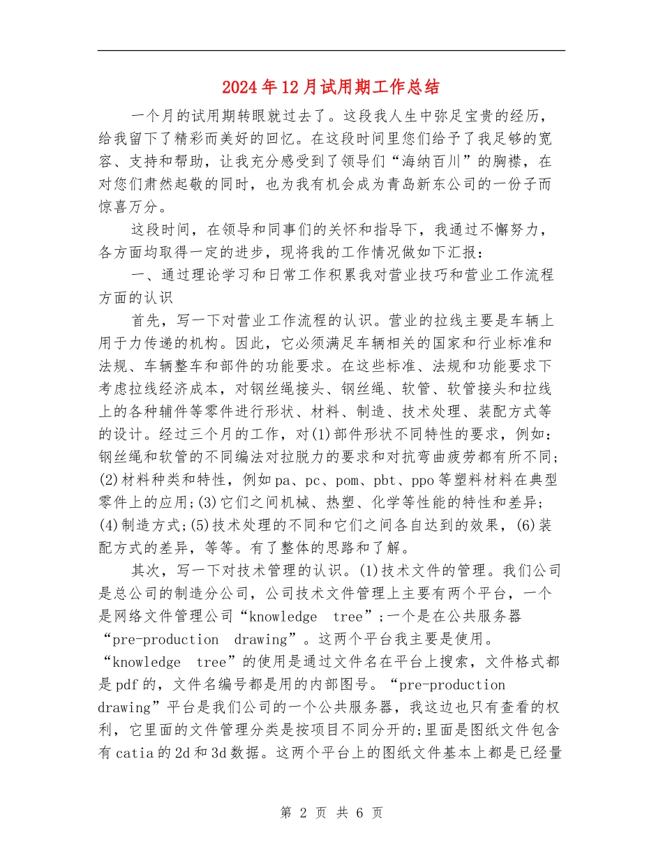 2024年12月试用期工作总结_第2页