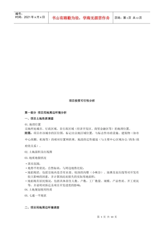 项目投资可行性分析报告