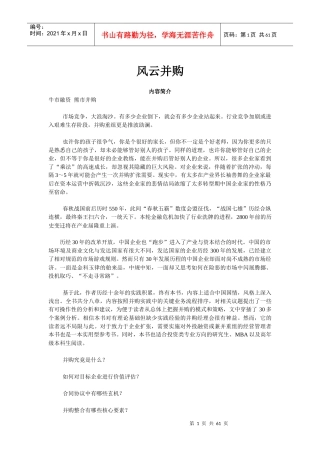 风云并购（第一部分）