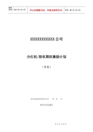 非上市公司分红权及股权期权激励计划方案