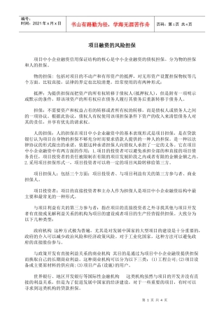 项目融资的风险担保