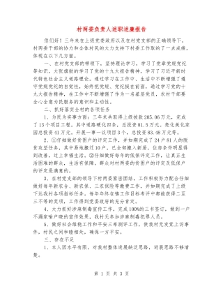 村两委负责人述职述廉报告