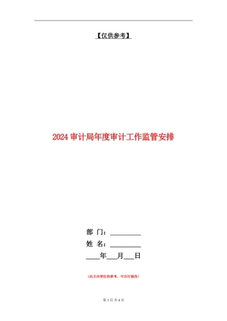 2024审计局年度审计工作监管安排