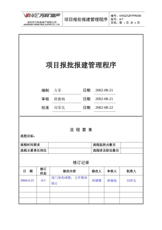 项目报批报建管理程序