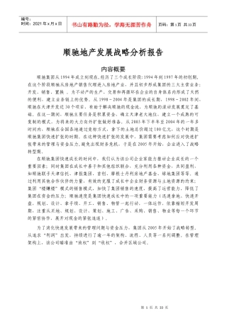 顺驰地产发展战略分析报告