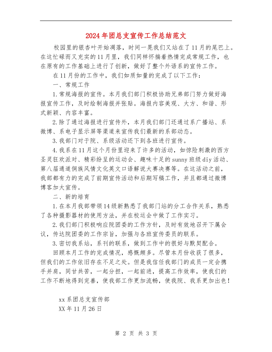 2024年团总支宣传工作总结范文_第2页