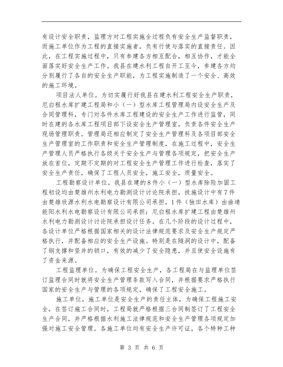 水利局在建水利工程安全生产专项检查总结_第3页