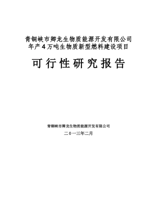 青铜峡市卿龙公司4万吨秸秆综合利用项目可研