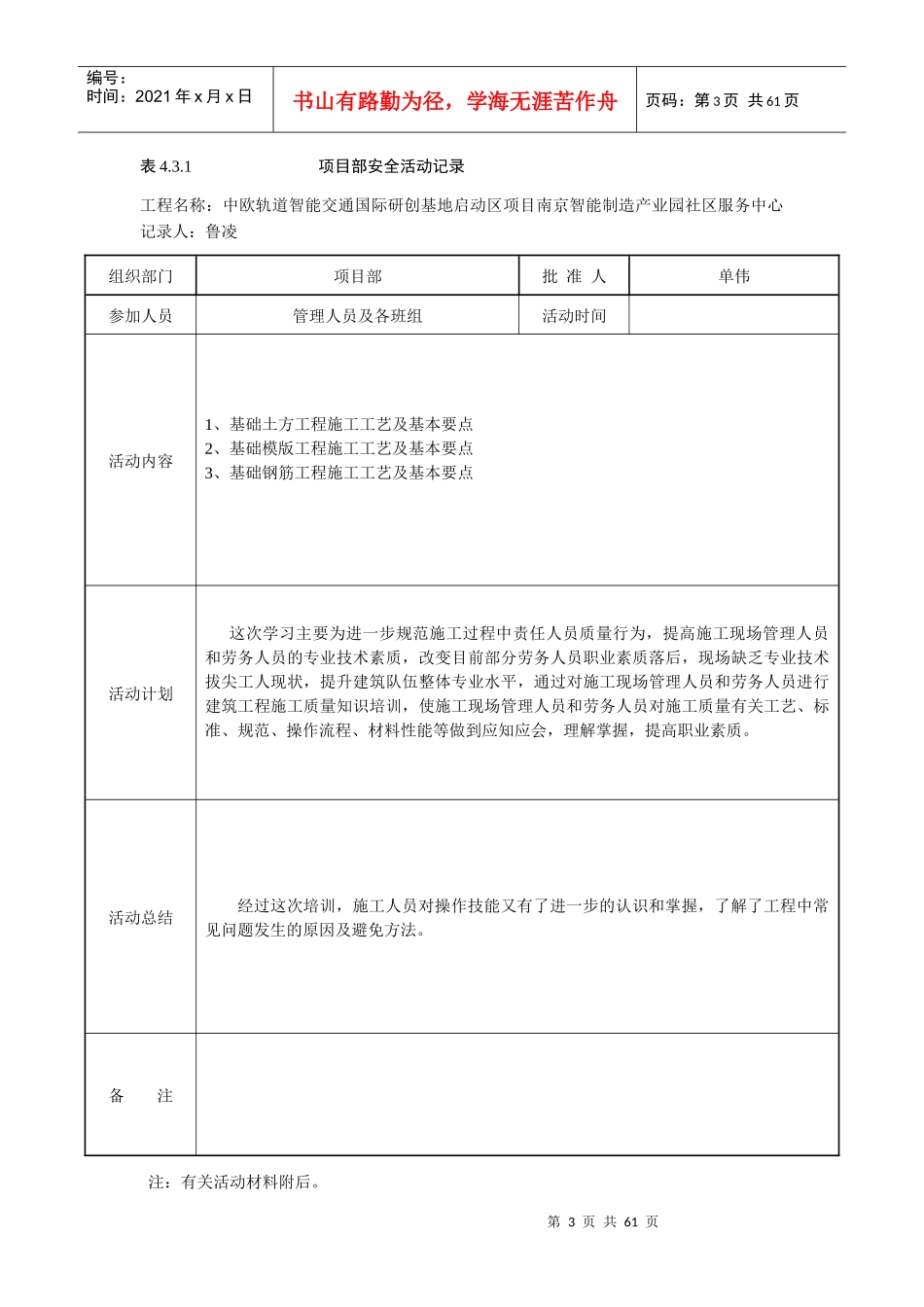 项目部安全活动记录431_第3页
