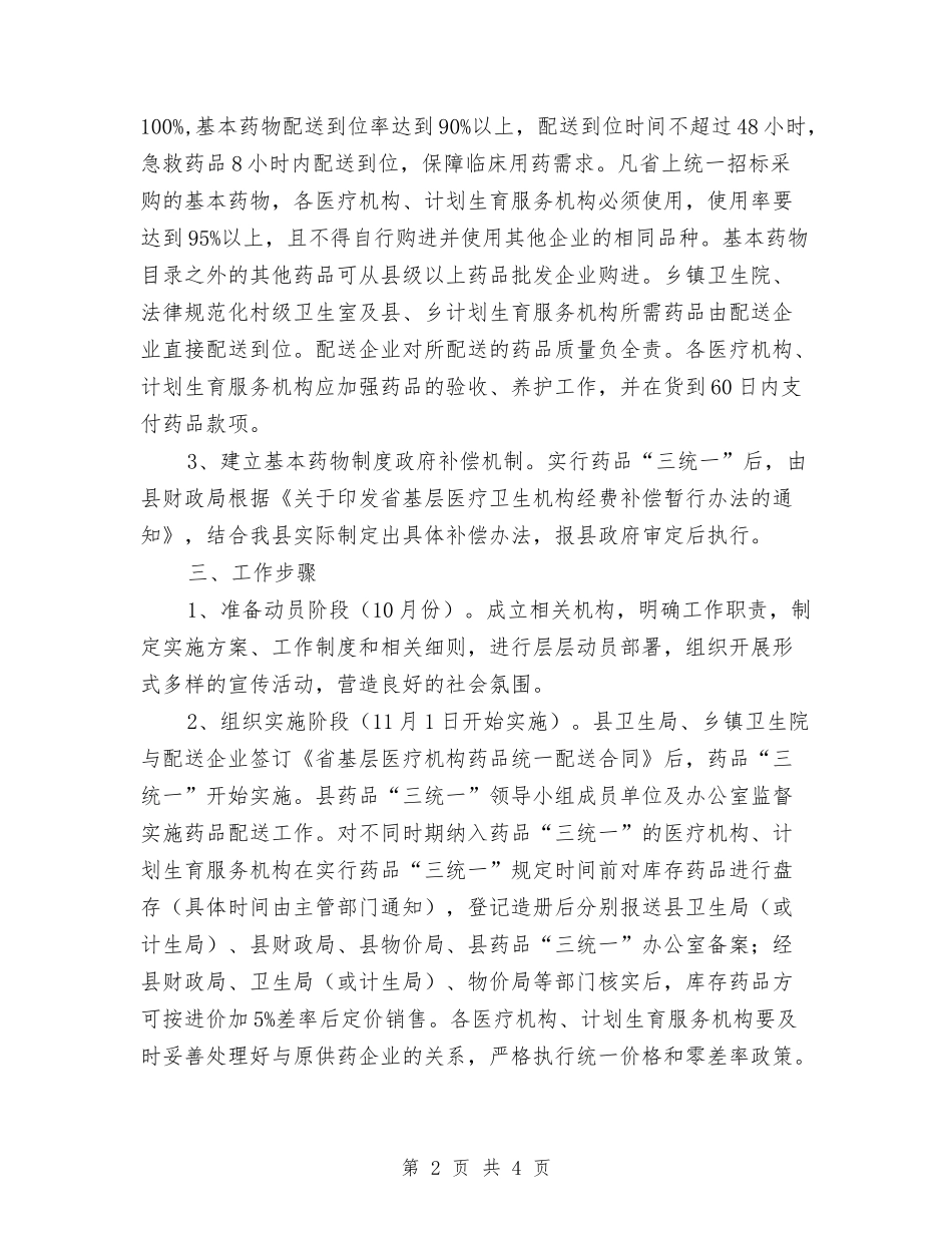 地方医疗药物三统一落实方案_第2页