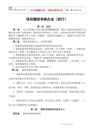 项目绩效考核办法