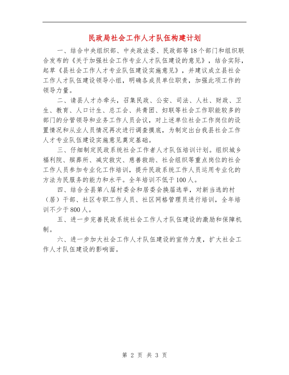 民政局社会工作人才队伍构建计划_第2页