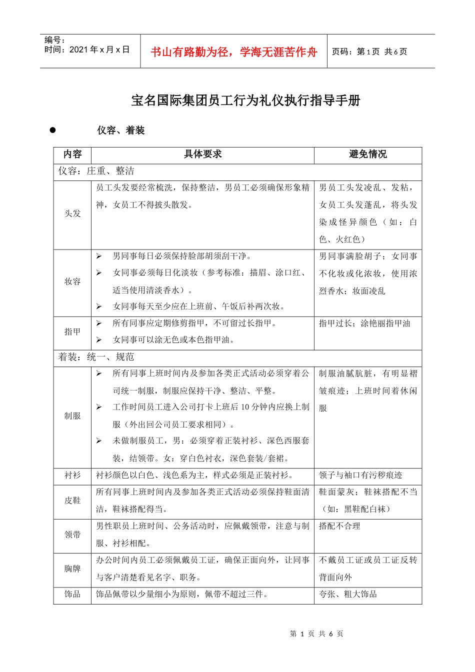 集团员工行为礼仪执行指导手册_第1页