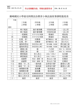 雾峰国民小学晨光时间法治教育小执法说故事课程进度表