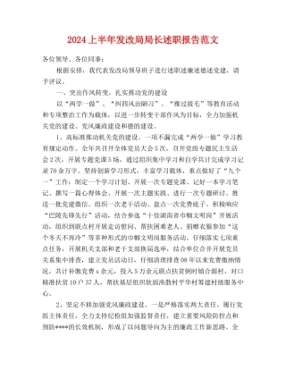 2024上半年发改局局长述职报告范文