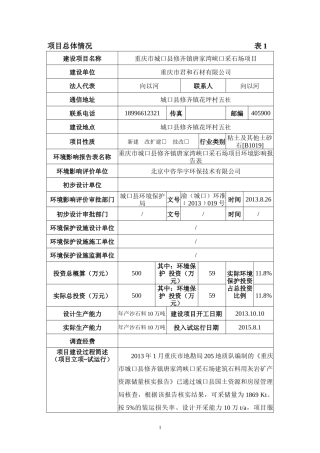 项目总体情况表1