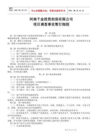 项目调查事实暂行细则