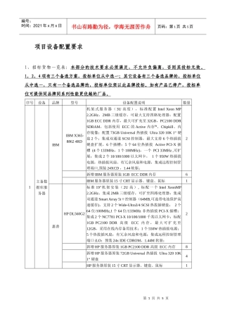 项目设备配置要求